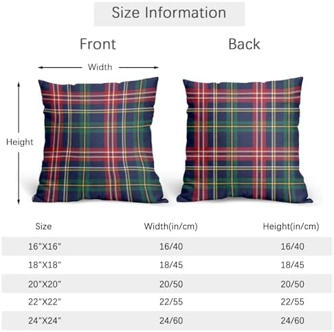 Christmas Tartan Pillow Covers 16x16 Set of 2 Navy Blue Green Red Plaid Print Decorative Outdoor Xmas Throw Pillow Cases Rustic Winter Holiday Decoration Farmhouse Sofa Couch Cushion Cover Bed Decor - Image 4