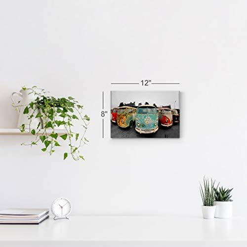 Smile Art Design Decorative Canvas Print Vintage Van Bus Art Modern Wall Decor Artwork Wrapped Wood Stretcher Bars -%100 Handmade in the USA - Ready to Hang 15x22 - Image 5