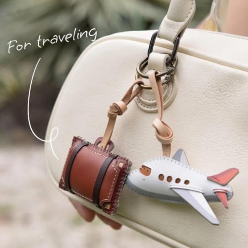 Travel Icon Leather Bag Charm - Unique Keychain Purse Charm For Handbags
