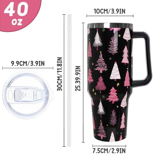 Christmas Tumbler 40 oz Xmas Tree Cup Winter Coffee Travel Mug Stainless Steel Insulated Cups Holiday Water Bottle Christmas Decor Gifts for Women - Image 3