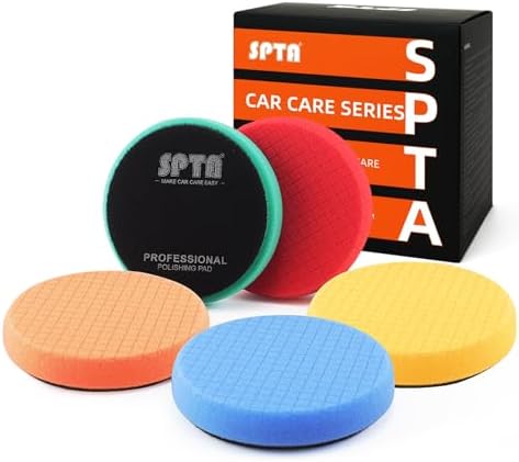 Buffing Polishing Pads, SPTA 5Pcs 5.5 Inch Face for 5 Inch 125mm Backing Plate Mix Cutting Force Buffing Pads Cutting Polishing Pad Kit for Car Buffer Polisher Compounding,Polishing, Waxing-SQPPS5MIX by SPTA