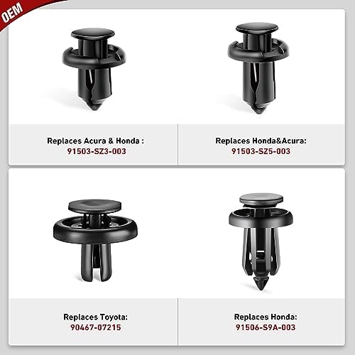 Nilight 101PCS Bumper&Splash Shield Retainer Metal Insert Clips for Acura Honda 91503-SZ3-003 91503-SZ5-003 91506-S9A-003 Toyota Fender Liner 90467-07215 4-Way Valve Tools Tire Caps Cores