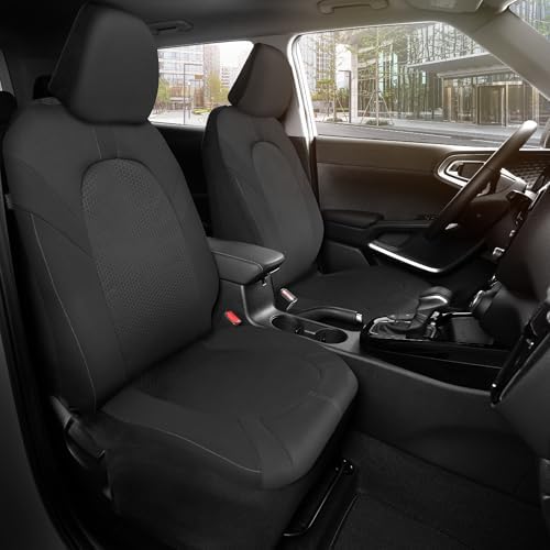 Motor Trend Front & Rear Car Seat Covers Full Set - Gray Cloth Bucket Seat Covers for Front Seats + Waterproof Rear Split Bench Cover – Universal Fit for Car Truck SUV Van Interior Protection