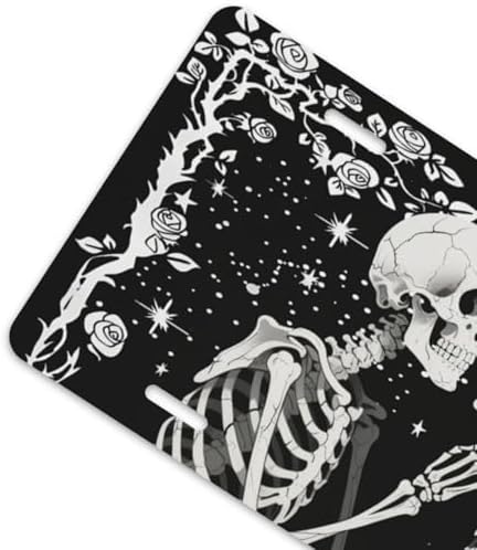Gothic Black Skull Front License Plate 6" * 12" for Women