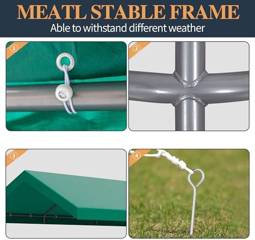 Shintenchi 10x20 FT Heavy Duty Carport,Green - Image 3