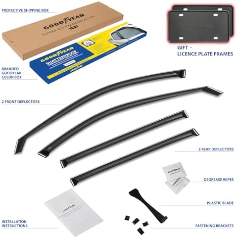 Goodyear Shatterproof in-Channel Window Deflectors for Toyota Grand Highlander 2024-2026, Rain Guards, Window Visors for Cars, Vent Deflector, Car Accessories, 4 pcs - GY007994