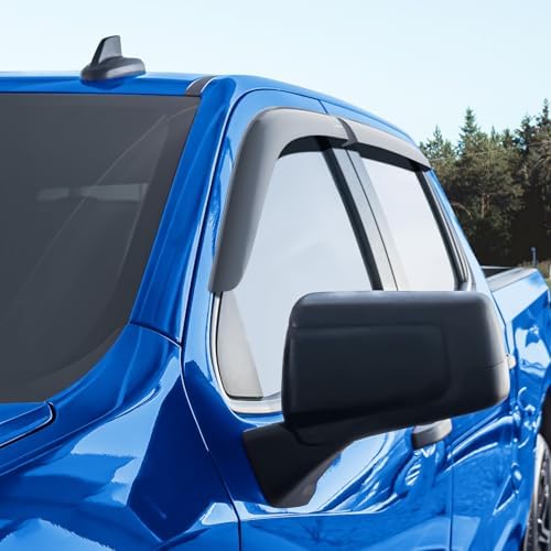 Goodyear Shatterproof Window Deflectors for Trucks Chevrolet (Chevy) Silverado/GMC Sierra 1500 2019-2026 Crew Cab, Tape-on Rain Guards, Vent Deflector, Vent Visor, Truck Accessories, 4pcs - GY008941