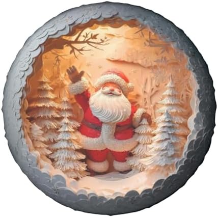 Christmas Santa Claus Spare Tire Cover Wheel Protectors Weatherproof Sun Protection Covers Universal for SUV Jeep Travel Trailer 15"