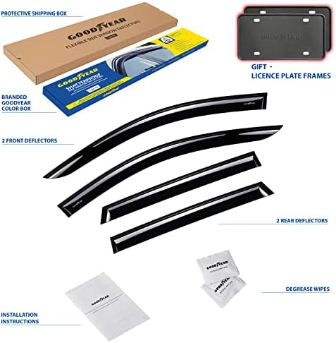 Goodyear Shatterproof Window Deflectors for Nissan Rogue Sport 2017-2022, Tape-on Rain Guards, Window Visors, Vent Deflector Visor, Car Accessories, 4 pcs. - GY008813