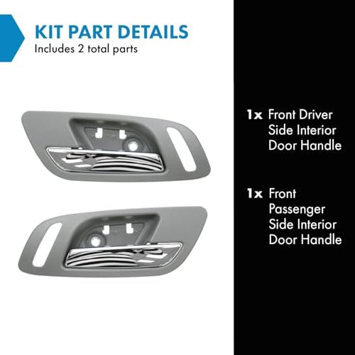 TRQ Front Inside Interior Door Handles w/Heat Gray & Chrome Pair Set