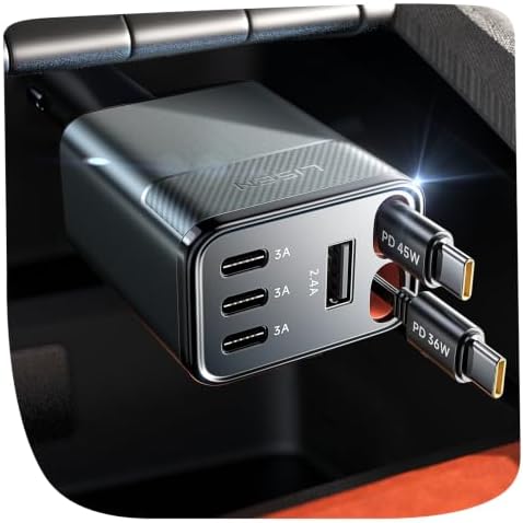 LISEN 138W Retractable USB C Car Charger Fast Charge 6-Port for iPhone 18