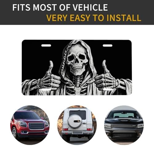 Funny Skeleton Skull Cool Front License Plate 6x12 Inch