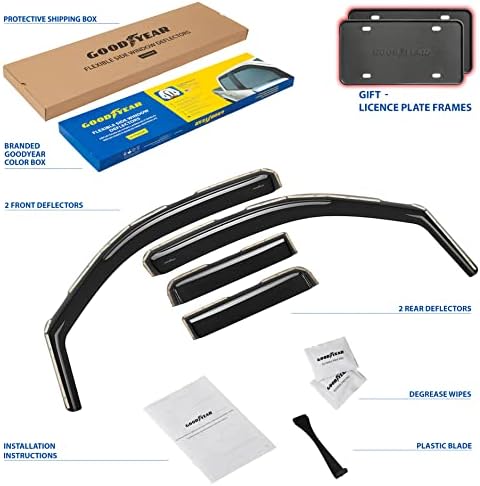 Goodyear Shatterproof in-Channel Window Deflectors for Trucks Nissan Frontier 2005-2021 Crew Cab, Rain Guards, Window Visors for Cars, Vent Deflector, Truck Accessories, 4 pcs- GY003428LP