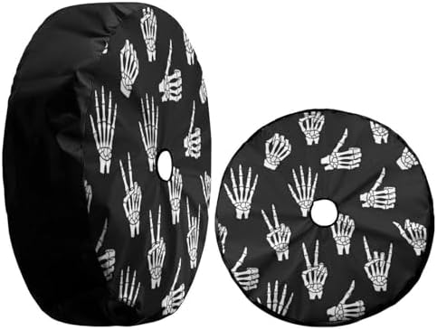 Delerain Spare Tire Cover with Backup Camera Hole Skeleton Human Hand Peace Wheel Covers Waterproof Dust-Proof UV Sun Universal Fit for Jeep Trailer RV SUV Truck (17 Inch for Diameter 31"-33") - Image 3