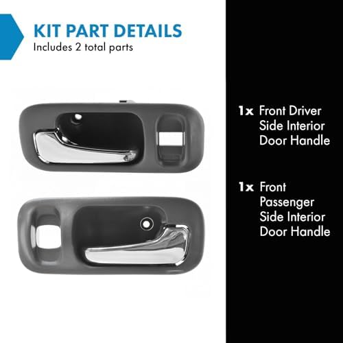 TRQ Front Interior Inside Door Handle Chrome Gray Pair Set Kit