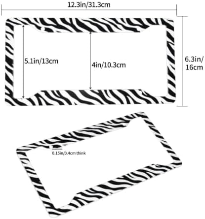 Zebra Print License Plate Frame 2 Pack License Plate Holder Universal Aluminum License Plate Cover Car Accessories Decor with Screw for Women Man 12.3 x 6.3 Inch