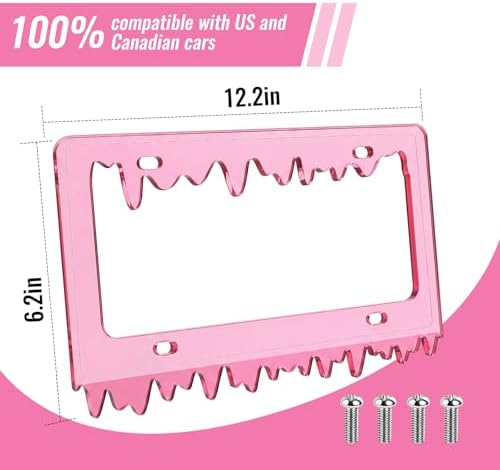 Timtin 1 Set Fluorescent Pink License Plate Frame, Style 1