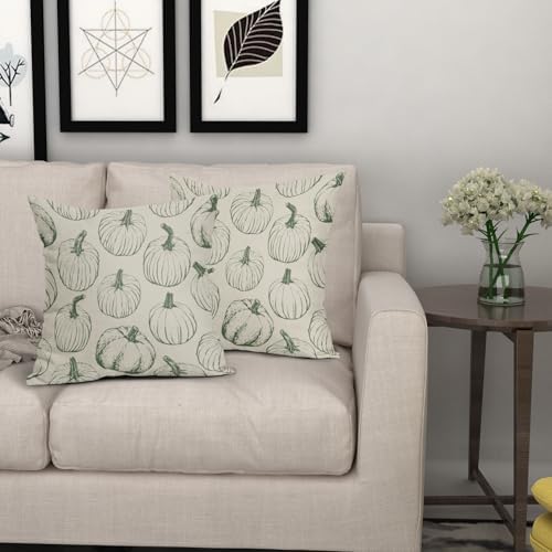 Sage Green Pumpkin Fall Pillow Covers 24x24 Set of 2 Autumn Themed Thanksgiving Harvest Print Decorative Throw Pillows Outdoor Farmhouse Pillowcases Cushion Case Seasonal Decor for Couch Sofa Bed - Image 7