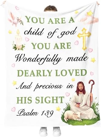 Baptism Gifts for Women Girl, I AM a Child of God Throw Blanket for Kids Teenagers, Christian Religious Birthday Catholic Spiritual Present for Bedroom Decor 50"x60" by Hohoto