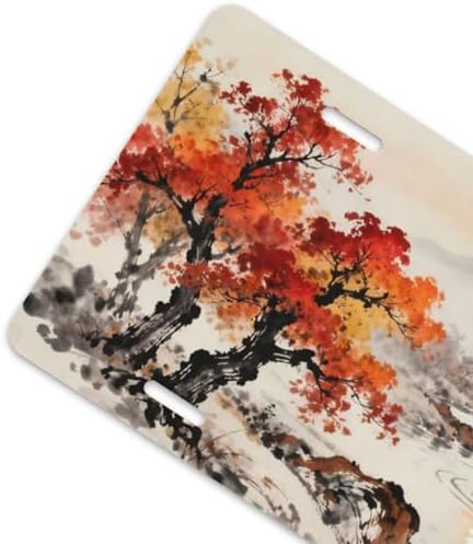 Autumn Sun Ink Painting Front License Plate 6" * 12" for Women