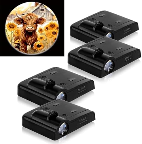 4PCS Sunflower Cows Cars Door Logo Projector LED Shadow Light Welcome Lamp