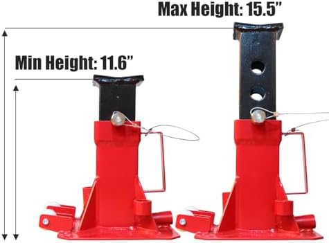 Big RED Torin 7 Ton Heavy Duty Jack Stands: Pin Style Jack Stand with 2 Casters and Handle, Easily Portable Car Stand for SUV, Trucks and Pick Ups - Red - Image 3