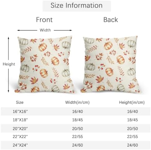 Fall Pumpkin Pillow Covers 20x20 Set of 2 Orange Beige Maple Leaves Pattern Outdoor Throw Pillows Covers Autumn Thanksgiving Harvest Decorative Farmhouse Cushion Case for Living Room Couch Sofa - Image 4