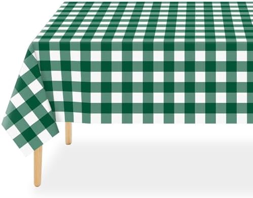 QIKSION 12 Pack Green Gingham Tablecloth, Green Checkered Table Cloth by QIKSION