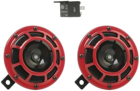 Hella Stark Sound – 109.23.37 – Red Set 12 V High/Low Frequency Hella Super Tone Horn Set B 133, 12 volt