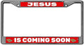GND Jesus is Coming Soon Licence Plate Frames Covers Jesus Christ Quotes Chrome License Plate Frame Tag Holder with Chrome Screw Caps for US Standard Car