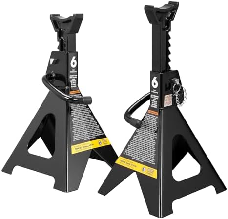 Big RED AT46002ABR-3 Torin Steel Jack Stands, Double Locking Pins, 6 Ton (12,000 lb.) Capacity, Black, 1 Pair by BIGRED