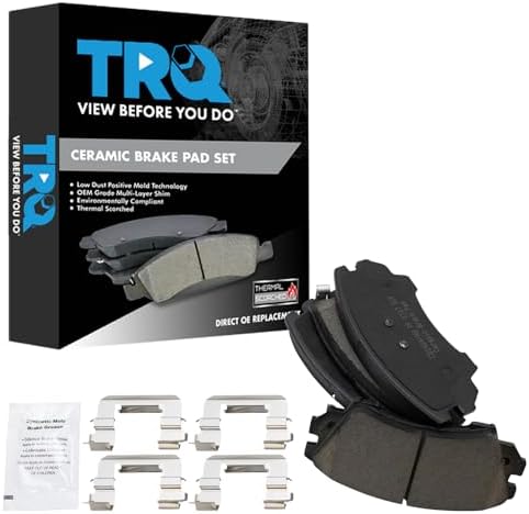 TRQ Front Brake Pads Ceramic Hardware Wear Sensor