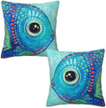 Blue Fish Painting Throw Pillow Covers 18x18 inch Set of 2 by Mshutbna