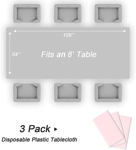 QIKSION 3 Pack Pink Plastic Tablecloth, Light Pink Table Cloth Disposable - Image 5