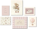 Pink Nursery Wall Art Baby Girl Canvas Wall Decor Vintage Poster Bunny Flower Wall Art Antique Preppy Pictures Animal Floral Prints Kids Swans Painting for Girls Room Bedroom 8x10x6 Inch Framed by Unknown