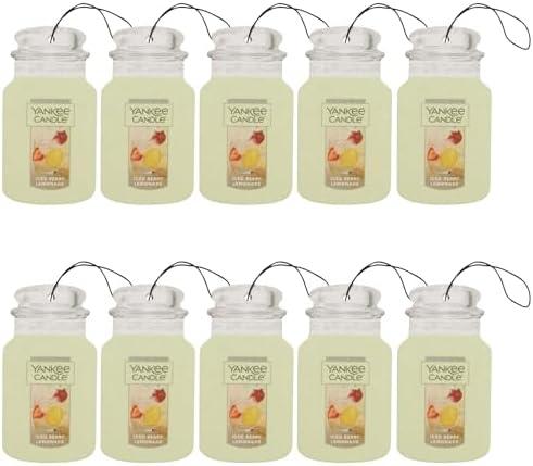 Yankee Candle Paper Car Jar, Air Freshener for Long Lasting Fragrance, Iced Berry Lemonade, 10 Packs by YankeeCandle
