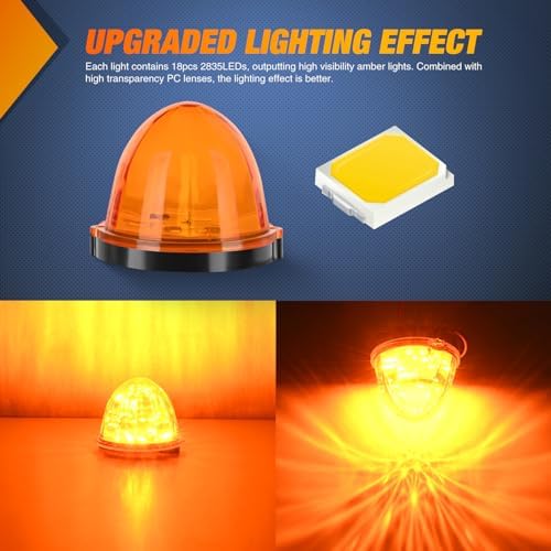 Nilight Cab Roof Marker Light 5 PCS 18 LED Amber Top Clearance Lights