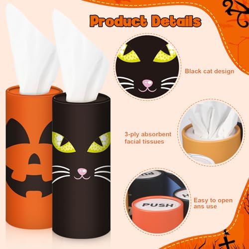 Hushee 10 Pcs Halloween Car Tissues Holder with 3 Ply Facial Tissues Paper - Image 3