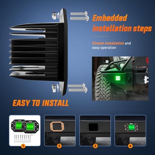 Nilight 2 PCS 42 W Flush Mount LED Light Pods Green Spot Flood Combo Beam