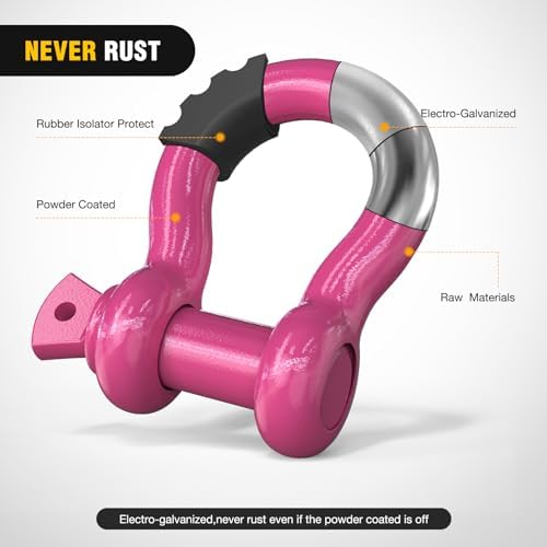 Nilight 2 PCS 3/4" D-Ring Shackle with 7/8" Screw Pin | 41,887lbs Break Strength Heavy Duty Off Road Recovery Shackle with Isolators Washers for Tow Strap,Winch,Off-Road Truck