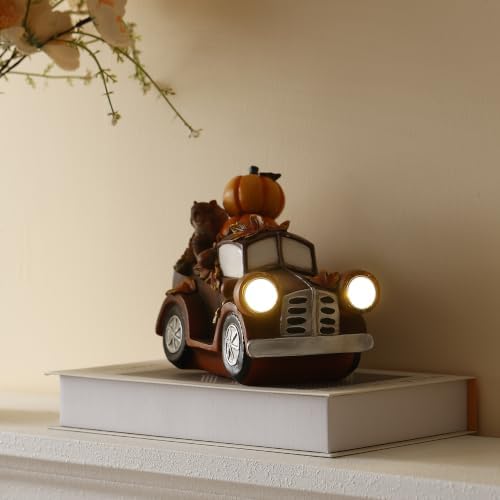 Lighted Autumn Harvest Truck Statue, Fall Pumpkin Decor - Image 3