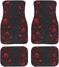 Rose Floral Butterfly Print Car Carpet Floor Mat Gothic Butterflies Rose Flower 4 Piece Universal Fit Heavy Duty Rubber Non-Slip Floor Mats Heel Pad Fit Floor Carpet 2 Row