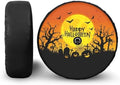 Halloween Night Scene Spare Tire Cover with Camera Hole, Wheel Protector Tyre Cover Universal for Trailer RV SUV Truck Travel Trailer Camper, Accessories 18" Fits Tire Diameter 33"-34"