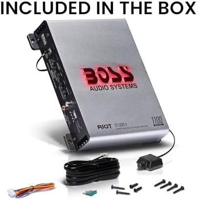 BOSS Audio Systems R1100M-S Monoblock Car Amplifier - 1100 High Output, 2-8 Ohm Stable, Low/High Level Inputs, Low Pass Crossover, MOSFET Power Supply