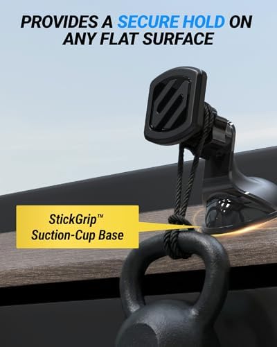 Scosche Extra Strength Suction Car Phone Mount, Magnetic Phone Holders for Your Car Windshield/Dashboard, Car Holder with 360° Rotation, Thick Metal Plate for iPhone and Android, Not MagSafe, 2-Pack