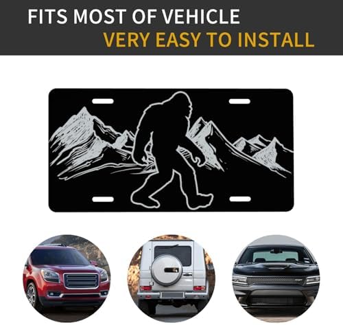 Bigfoot Snowy Mountain Cool Front License Plate 6x12 Inch