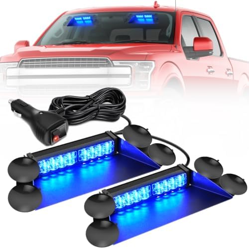 Nilight 16LED Blue Dash Strobe Light Cigarette Lighter Plug