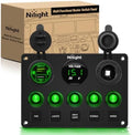 Nilight 5 Gang Multi Function Waterproof Switch Panel Green