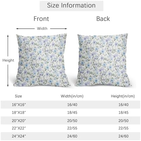 Light Blue Pillow Covers 22x22 Set of 2 Spring Floral Throw Pillow Covers Vintage Pillowcase Linen Decoration Farmhouse Soft Decorative Purple Green Cushion Case Couch for Indoor Outdoor Home Decor - Image 4