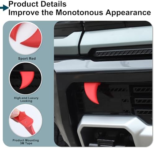 Front Bumper Car Fangs Teeth Decor Accessories Compatible with Hummer EV SUV/SUT Pickup Truck 2024 2025 2026+ DIY Your Car A Pair (Red)
